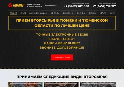 Снимок главной страницы avamet.ru