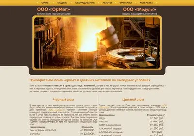 Снимок главной страницы ormet.su