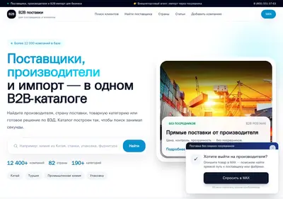 Снимок главной страницы b2b-postavki.ru