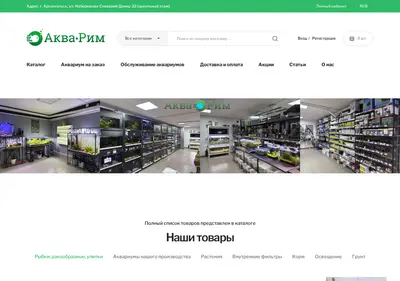 Снимок главной страницы akvarim29.ru