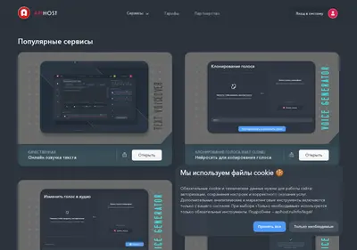 Снимок главной страницы apihost.ru