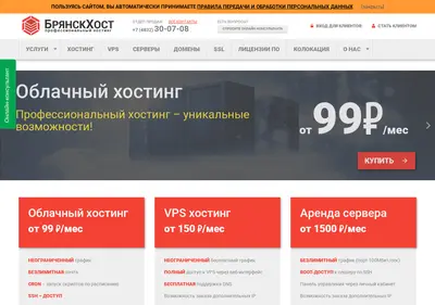 Снимок главной страницы bryanskhost.ru
