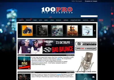 Снимок главной страницы 100pro.su