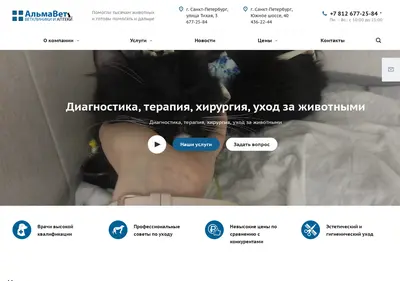 Снимок главной страницы almavet.ru