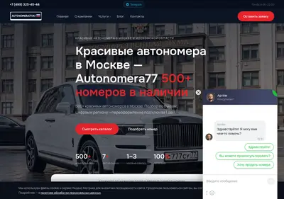 Снимок главной страницы autonomera77.ru