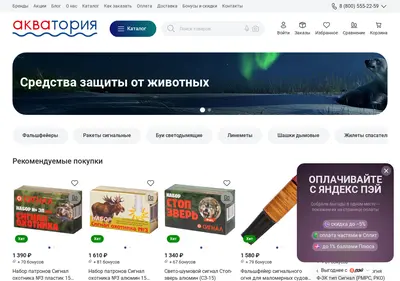 Снимок главной страницы aquatorya.ru