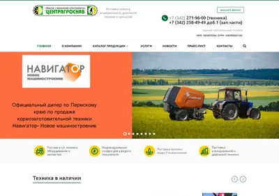 Снимок главной страницы centragro59.ru