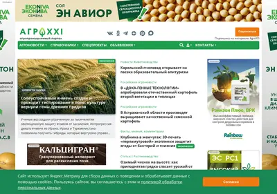 Снимок главной страницы agroxxi.ru