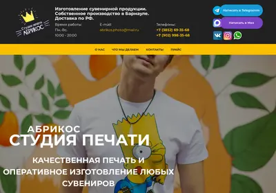 Снимок главной страницы abrikos-print.ru