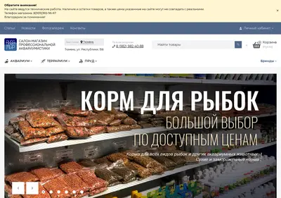 Снимок главной страницы akvamir72.ru