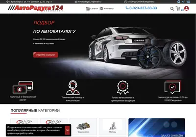Снимок главной страницы avtoraduga124.ru