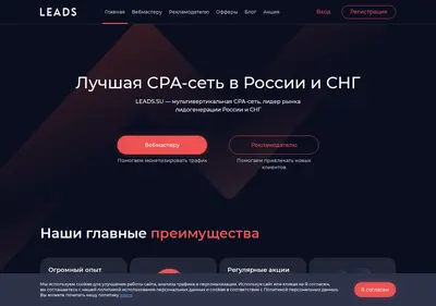 Снимок главной страницы leads.su