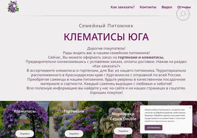 Снимок главной страницы klematisyuga.su