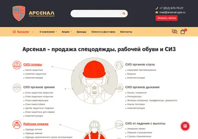 Снимок главной страницы arsenal-ppe.ru