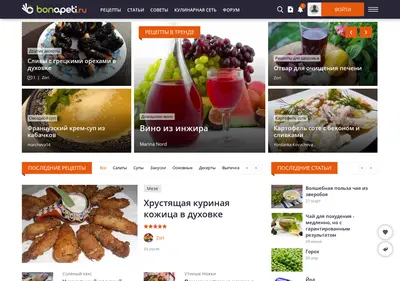 Снимок главной страницы bonapeti.ru