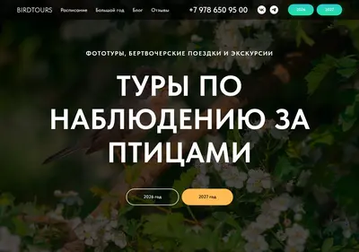 Снимок главной страницы birdtours.ru