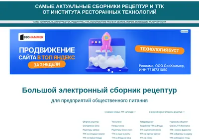 Снимок главной страницы 100menu.ru