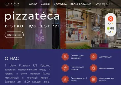 Снимок главной страницы bistro-pizzateca.ru