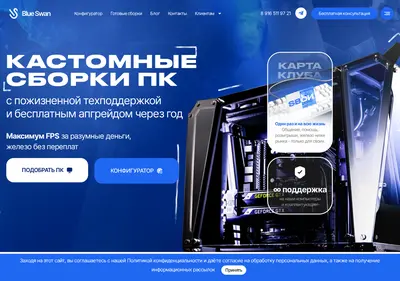 Снимок главной страницы blueswanpc.ru