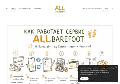Снимок главной страницы allbarefoot.ru