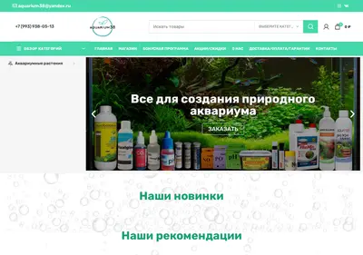 Снимок главной страницы aquarium38.ru