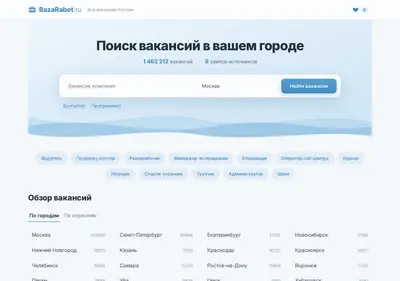 Снимок главной страницы bazarabot.ru