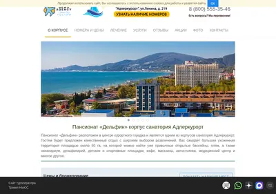 Снимок главной страницы adlerkurort-delfin.ru