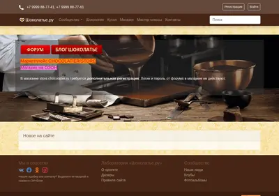 Снимок главной страницы chocolatier.ru