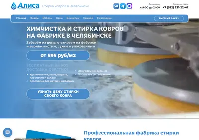 Снимок главной страницы alisahimchistka.ru