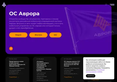 Снимок главной страницы auroraos.ru