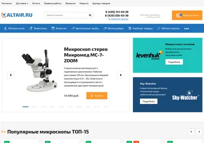Снимок главной страницы altair.ru
