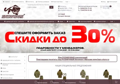 Снимок главной страницы bars-snow.ru