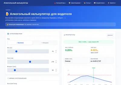 Снимок главной страницы alcohol-calculator.ru