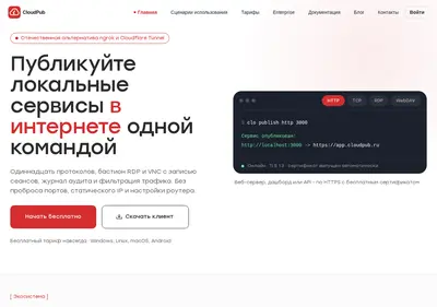 Снимок главной страницы cloudpub.ru