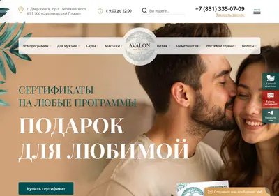 Снимок главной страницы avalonspa.ru