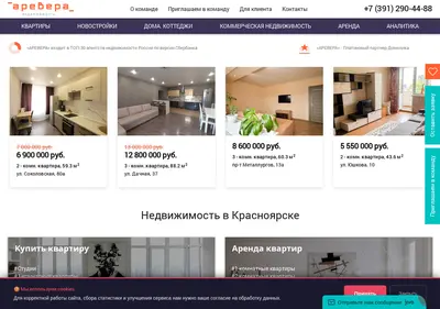 Снимок главной страницы arevera.ru