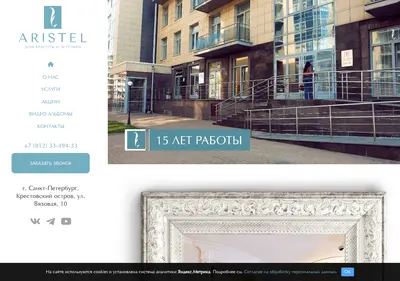 Снимок главной страницы aristel.ru