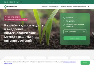 Снимок главной страницы bionovatic.ru