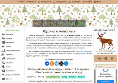 Снимок главной страницы animaljournal.ru