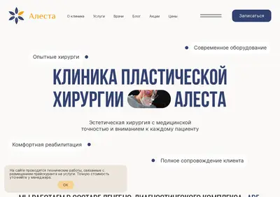 Снимок главной страницы alesta-kem.ru