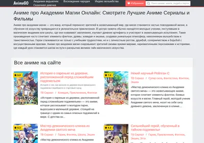 Снимок главной страницы akademii-magii-animego.ru
