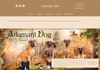 Снимок главной страницы adamantdog.ru