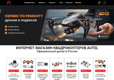 Снимок главной страницы auteldrones-russia.ru