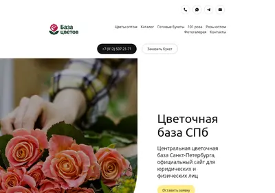 Снимок главной страницы bazazvetovspb.ru