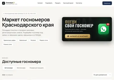 Снимок главной страницы anomera23.ru