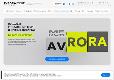 Снимок главной страницы avrorastore.ru