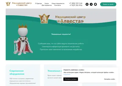 Снимок главной страницы alvesta-clinic.ru