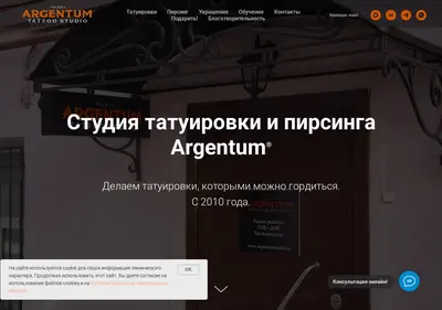 Снимок главной страницы argentum-studio.ru