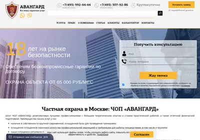 Снимок главной страницы avan-guard.ru