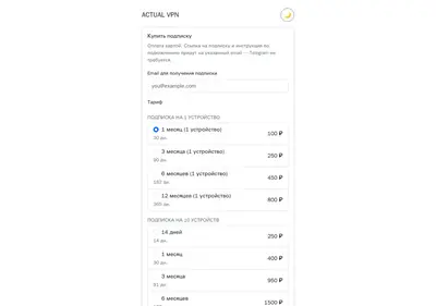 Снимок главной страницы actualvpn.ru